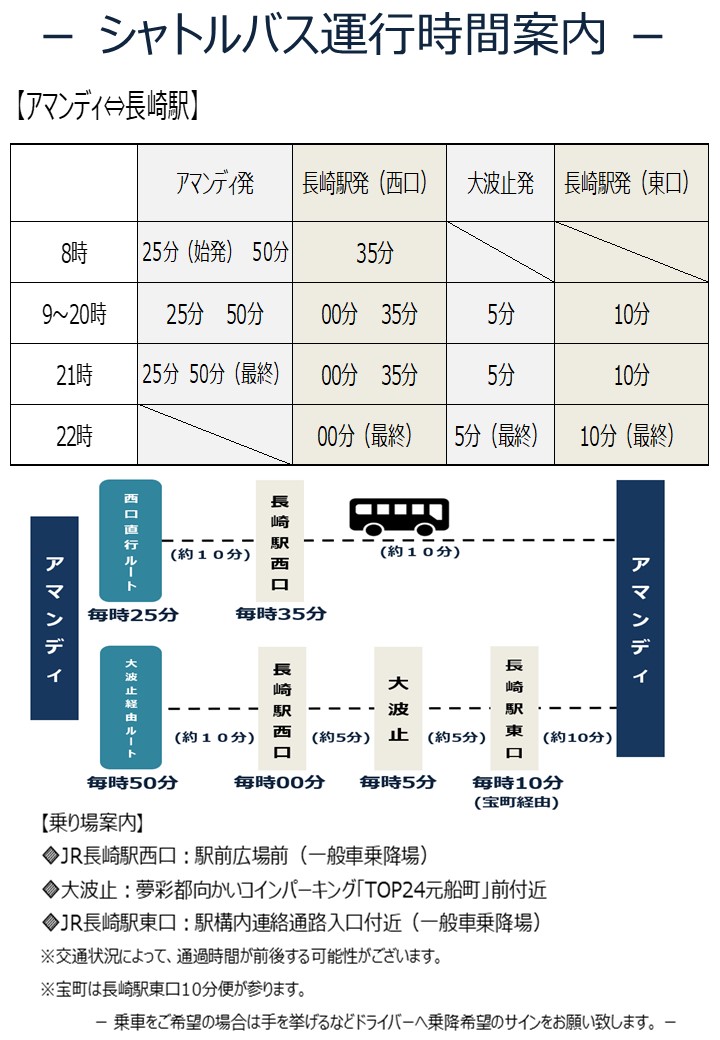 シャトルバス時刻表